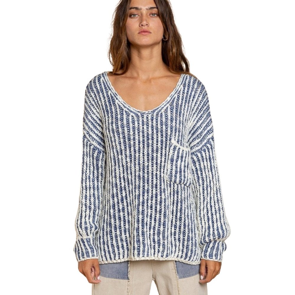POL Clothing Blue Cozy Slouchy and Comfy Oversize Sweater